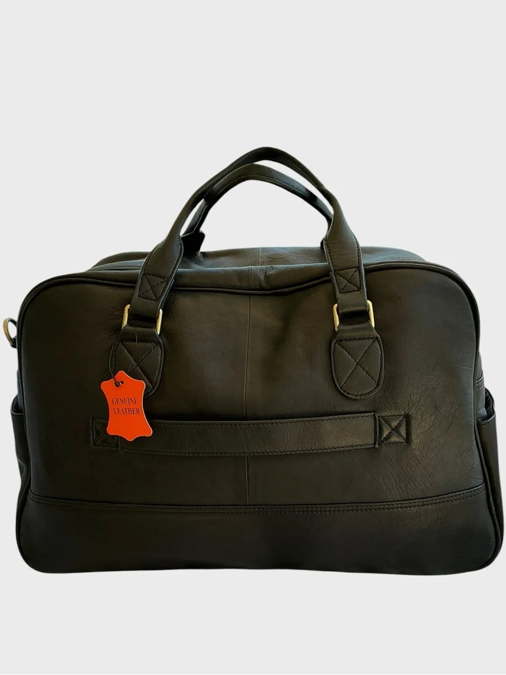 Chaps Genuine Leather Duffle Bag Carry On Travel Weekender Black Ralph Lauren